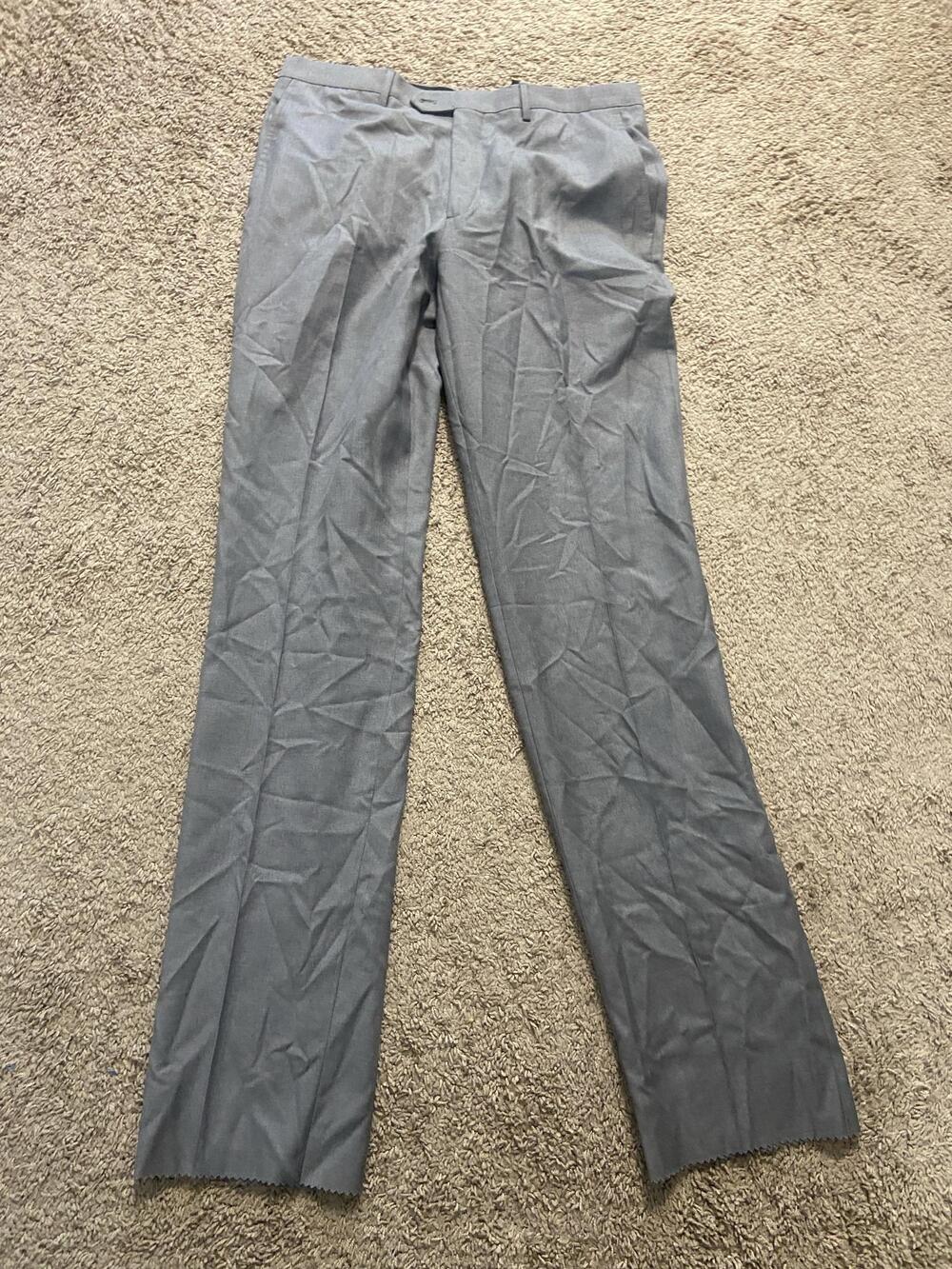 J.A. Bank 1905 Pants Mens 34x32 Gray Wool Dress Flat Front Lined Classic Pockets